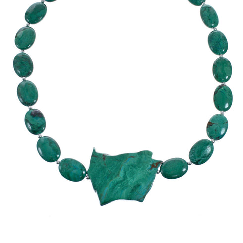 Sterling Silver Chrysocolla Bead Necklace AX128235